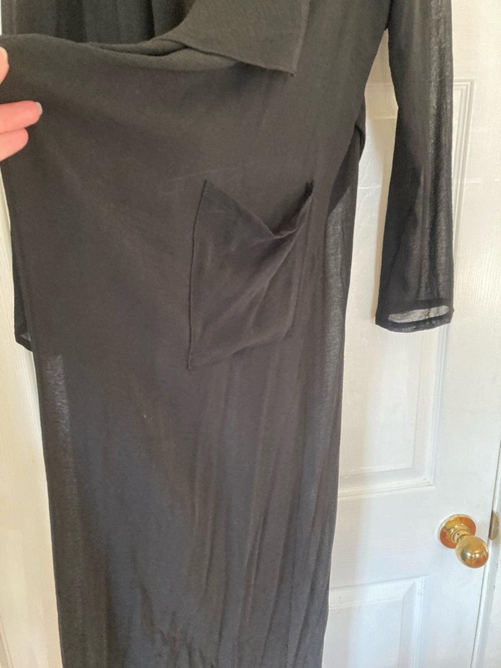 naked wardrobe Sheer Black Draped Open Trench Cardigan - Picture 6 of 10